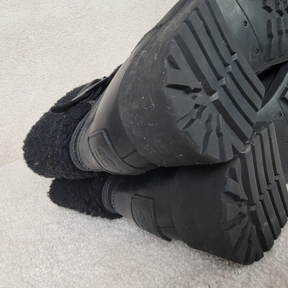 UGG‎ Women's 9 Elings Black Leather Shearling Gorpcore Moto Waterproof Boots